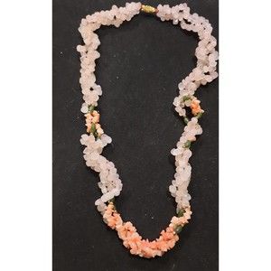 Vintage Rose Quartz, Coral Necklace